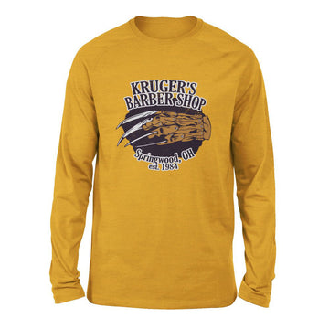 Krugers Barbershop Men/Unisex Drop Shoulder Sweatshirt in Heather Mustard color